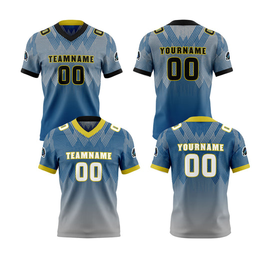 Benutzerdefinierte Blau Gelb Reversibel Fußball Trikot Personalisierte Gradient Fußball Shirts für Männer gedruckt Team Name Nummer Logo