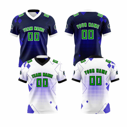 Benutzerdefinierte Weiß Grün Reversibel Fußball Trikot Personalisierte Gradient Fußball Shirts für Männer gedruckt Team Name Nummer Logo