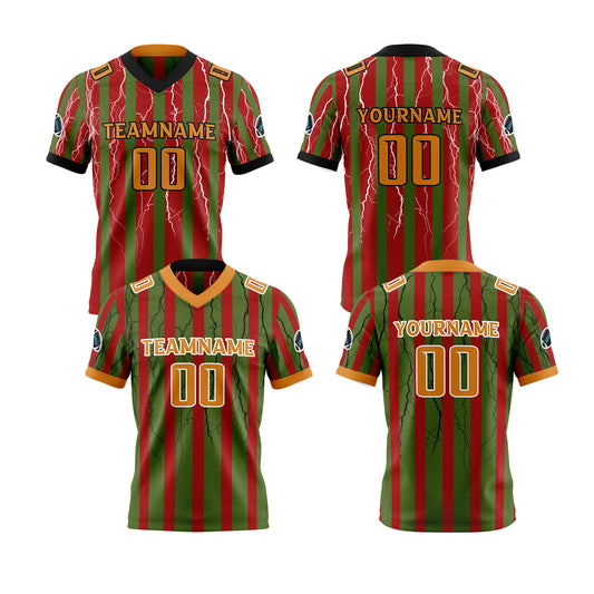 Benutzerdefinierte Grün Orange Reversibel Fußball Trikot Personalisierte Gradient Fußball Shirts für Männer gedruckt Team Name Nummer Logo