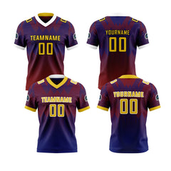 Benutzerdefinierte Blau Lila Gelb Reversibel Fußball Trikot Personalisierte Gradient Fußball Shirts für Männer gedruckt Team Name Nummer Logo