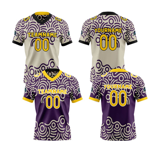 Benutzerdefinierte Lila Gelb Reversibel Fußball Trikot Personalisierte Gradient Fußball Shirts für Männer gedruckt Team Name Nummer Logo