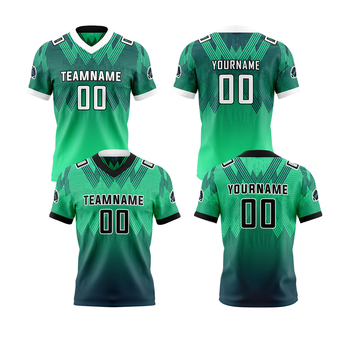 Benutzerdefinierte Grün Schwarz Reversibel Fußball Trikot Personalisierte Gradient Fußball Shirts für Männer gedruckt Team Name Nummer Logo