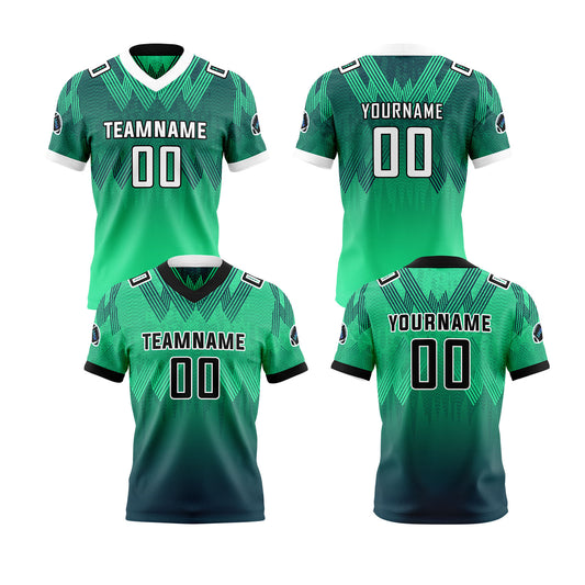 Benutzerdefinierte Grün Schwarz Reversibel Fußball Trikot Personalisierte Gradient Fußball Shirts für Männer gedruckt Team Name Nummer Logo