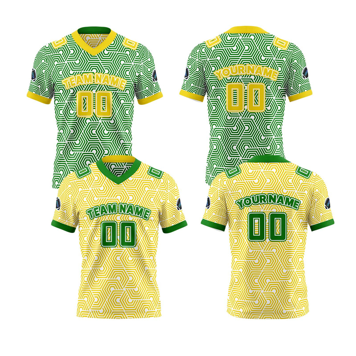 Benutzerdefinierte Gelb Grün Reversibel Fußball Trikot Personalisierte Gradient Fußball Shirts für Männer gedruckt Team Name Nummer Logo