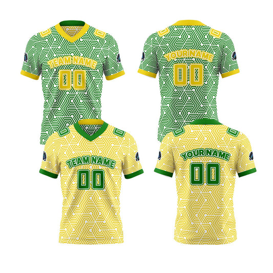 Benutzerdefinierte Gelb Grün Reversibel Fußball Trikot Personalisierte Gradient Fußball Shirts für Männer gedruckt Team Name Nummer Logo