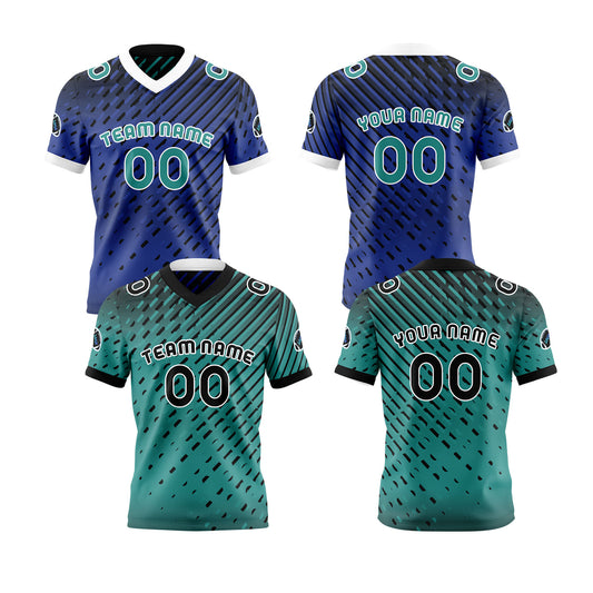 Benutzerdefinierte Grün Blau Reversibel Fußball Trikot Personalisierte Gradient Fußball Shirts für Männer gedruckt Team Name Nummer Logo
