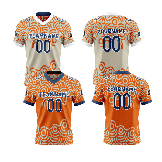 Benutzerdefinierte Orange Blau Reversibel Fußball Trikot Personalisierte Gradient Fußball Shirts für Männer gedruckt Team Name Nummer Logo