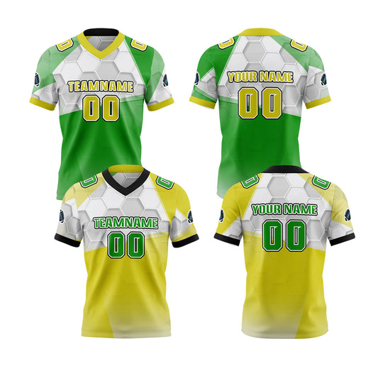Benutzerdefinierte Grün Gelb Reversibel Fußball Trikot Personalisierte Gradient Fußball Shirts für Männer gedruckt Team Name Nummer Logo