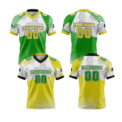 Benutzerdefinierte Grün Gelb Reversibel Fußball Trikot Personalisierte Gradient Fußball Shirts für Männer gedruckt Team Name Nummer Logo
