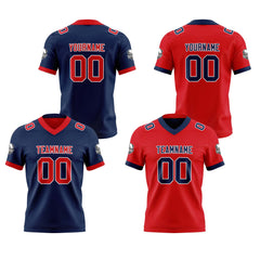 Benutzerdefinierte Marine Rot Reversibel Genäht Fußball Trikot Personalisierte Fußball Shirts für Männer gedruckt Team Name Nummer Logo