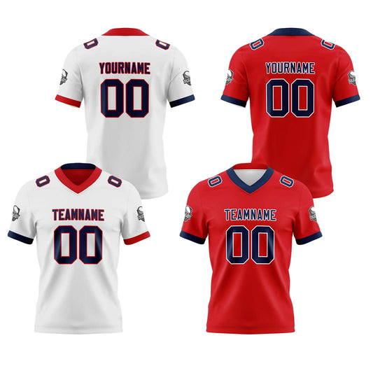 Benutzerdefinierte Weiß Rot Marine Reversibel Genäht Fußball Trikot Personalisierte Fußball Shirts für Männer gedruckt Team Name Nummer Logo