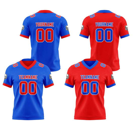 Benutzerdefinierte Blau Rot Reversibel Genäht Fußball Trikot Personalisierte Fußball Shirts für Männer gedruckt Team Name Nummer Logo