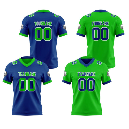 Benutzerdefinierte Blau Grün Reversibel Genäht Fußball Trikot Personalisierte Fußball Shirts für Männer gedruckt Team Name Nummer Logo