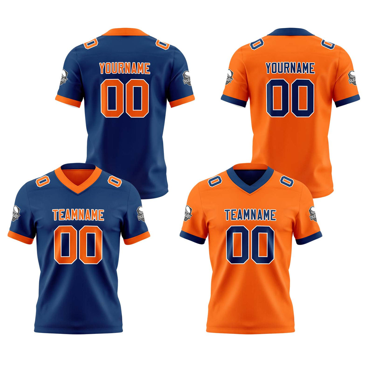 Benutzerdefinierte Marine Orange Reversibel Genäht Fußball Trikot Personalisierte Fußball Shirts für Männer gedruckt Team Name Nummer Logo