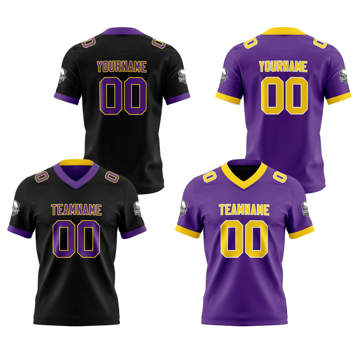 Benutzerdefinierte Schwarz Lila Gelb Reversibel Genäht Fußball Trikot Personalisierte Fußball Shirts für Männer gedruckt Team Name Nummer Logo