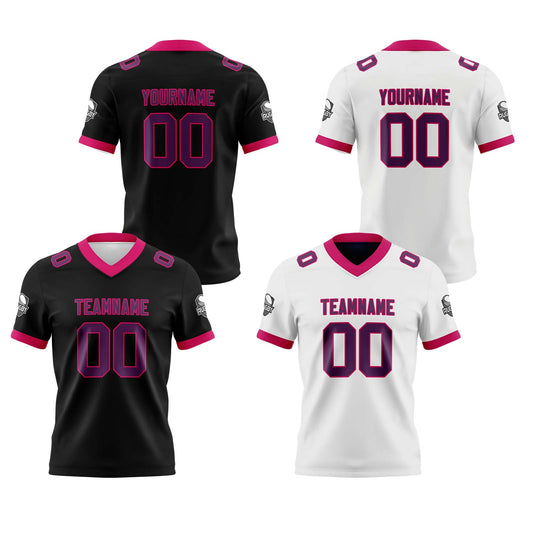 Benutzerdefinierte Schwarz Weiß Lila Reversibel Genäht Fußball Trikot Personalisierte Fußball Shirts für Männer gedruckt Team Name Nummer Logo