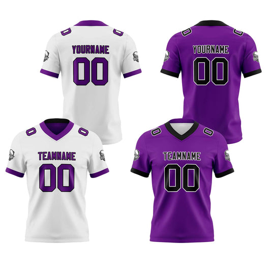 Benutzerdefinierte Weiß Lila Reversibel Genäht Fußball Trikot Personalisierte Fußball Shirts für Männer gedruckt Team Name Nummer Logo