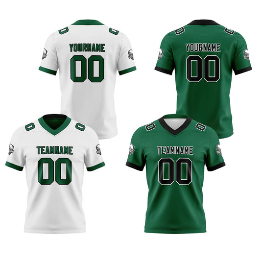 Benutzerdefinierte Weiß Grün Reversibel Genäht Fußball Trikot Personalisierte Fußball Shirts für Männer gedruckt Team Name Nummer Logo