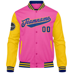 Benutzerdefinierte Verlauf Varsity-Jacke. Letterman-Jacke Rosa Gelb Royal