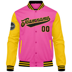 Benutzerdefinierte Verlauf Varsity-Jacke. Letterman-Jacke Rosa Gelb Schwarz