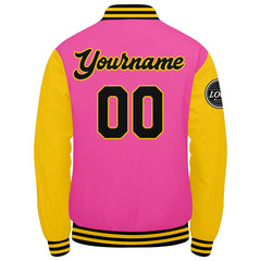 Benutzerdefinierte Verlauf Varsity-Jacke. Letterman-Jacke Rosa Gelb Schwarz