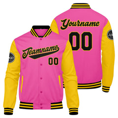 Benutzerdefinierte Verlauf Varsity-Jacke. Letterman-Jacke Rosa Gelb Schwarz