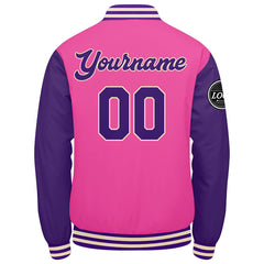 Benutzerdefinierte Verlauf Varsity-Jacke. Letterman-Jacke Dunkelgrün Rosa  Lila