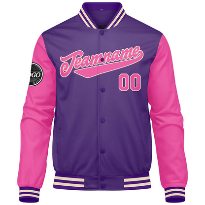 Benutzerdefinierte Verlauf Varsity-Jacke. Letterman-Jacke Lila Rosa