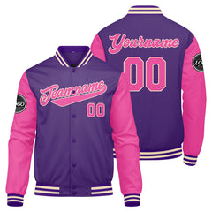 Benutzerdefinierte Verlauf Varsity-Jacke. Letterman-Jacke Lila Rosa