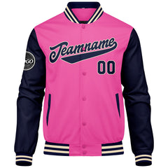 Benutzerdefinierte Verlauf Varsity-Jacke. Letterman-Jacke Dunkelgrün Rosa Marine