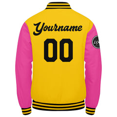 Benutzerdefinierte Verlauf Varsity-Jacke. Letterman-Jacke Gelb Rosa Schwarz