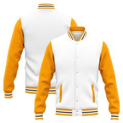 Benutzerdefinierte Varsity-Jacke. Letterman-Jacke für Männer, Frauen und Jugendliche Weiß Gelb