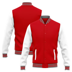 Benutzerdefinierte Varsity-Jacke. Letterman-Jacke für Männer, Frauen und Jugendliche Rot Weiß