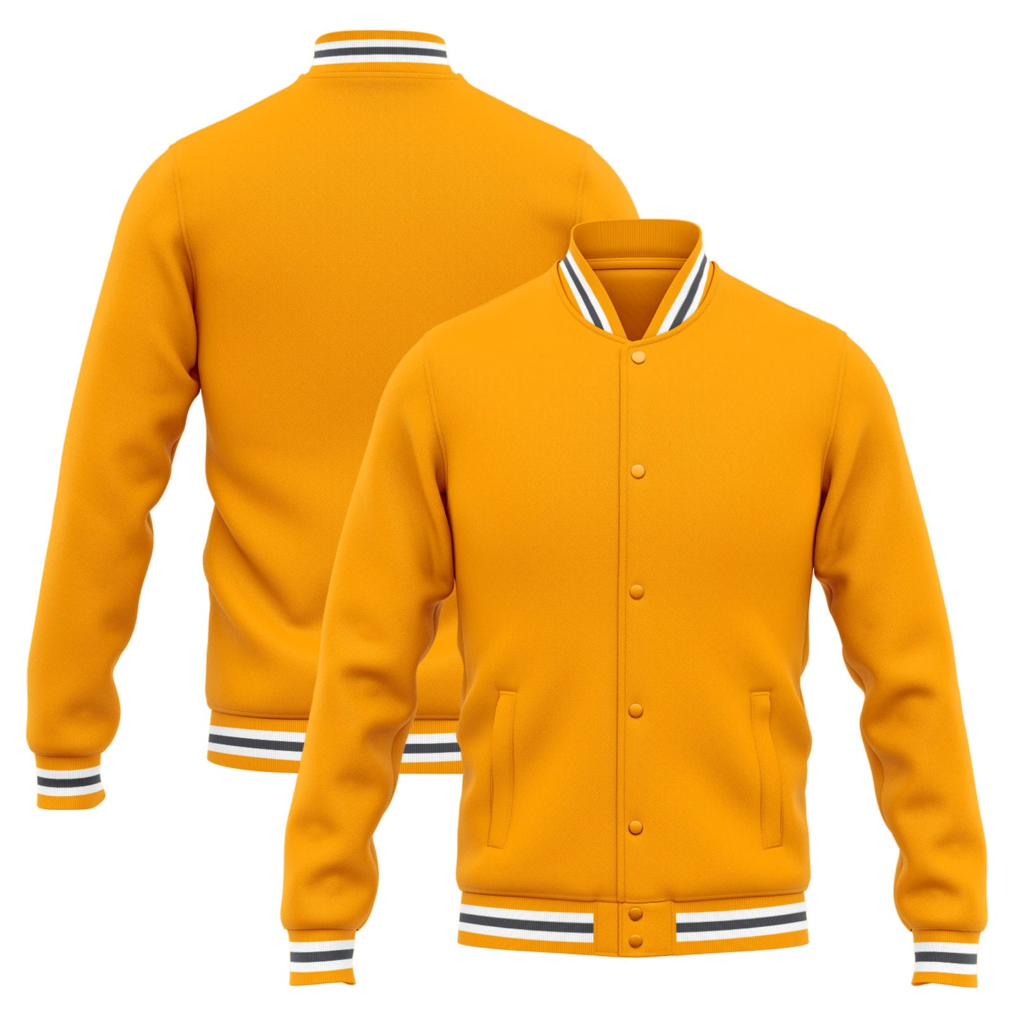 Benutzerdefinierte Varsity-Jacke. Letterman-Jacke für Männer, Frauen und Jugendliche Gelb Grau