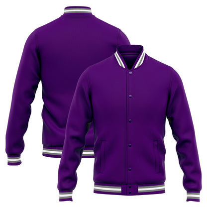 Benutzerdefinierte Varsity-Jacke. Letterman-Jacke für Männer, Frauen und Jugendliche Lila Grau