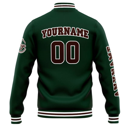 Benutzerdefinierte Varsity-Jacke. Letterman-Jacke für Männer, Frauen und Jugendliche Grün Braun