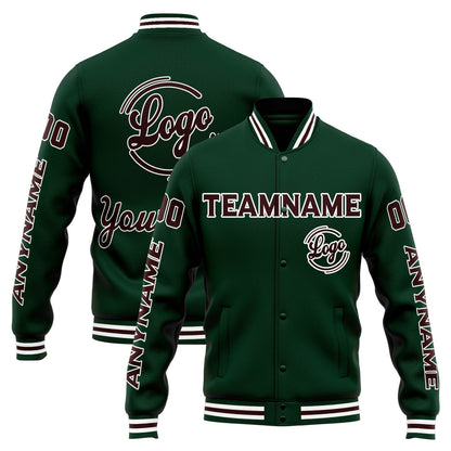 Benutzerdefinierte Varsity-Jacke. Letterman-Jacke für Männer, Frauen und Jugendliche Grün Braun