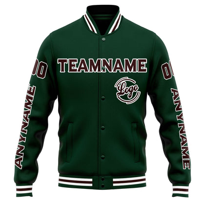 Benutzerdefinierte Varsity-Jacke. Letterman-Jacke für Männer, Frauen und Jugendliche Grün Braun