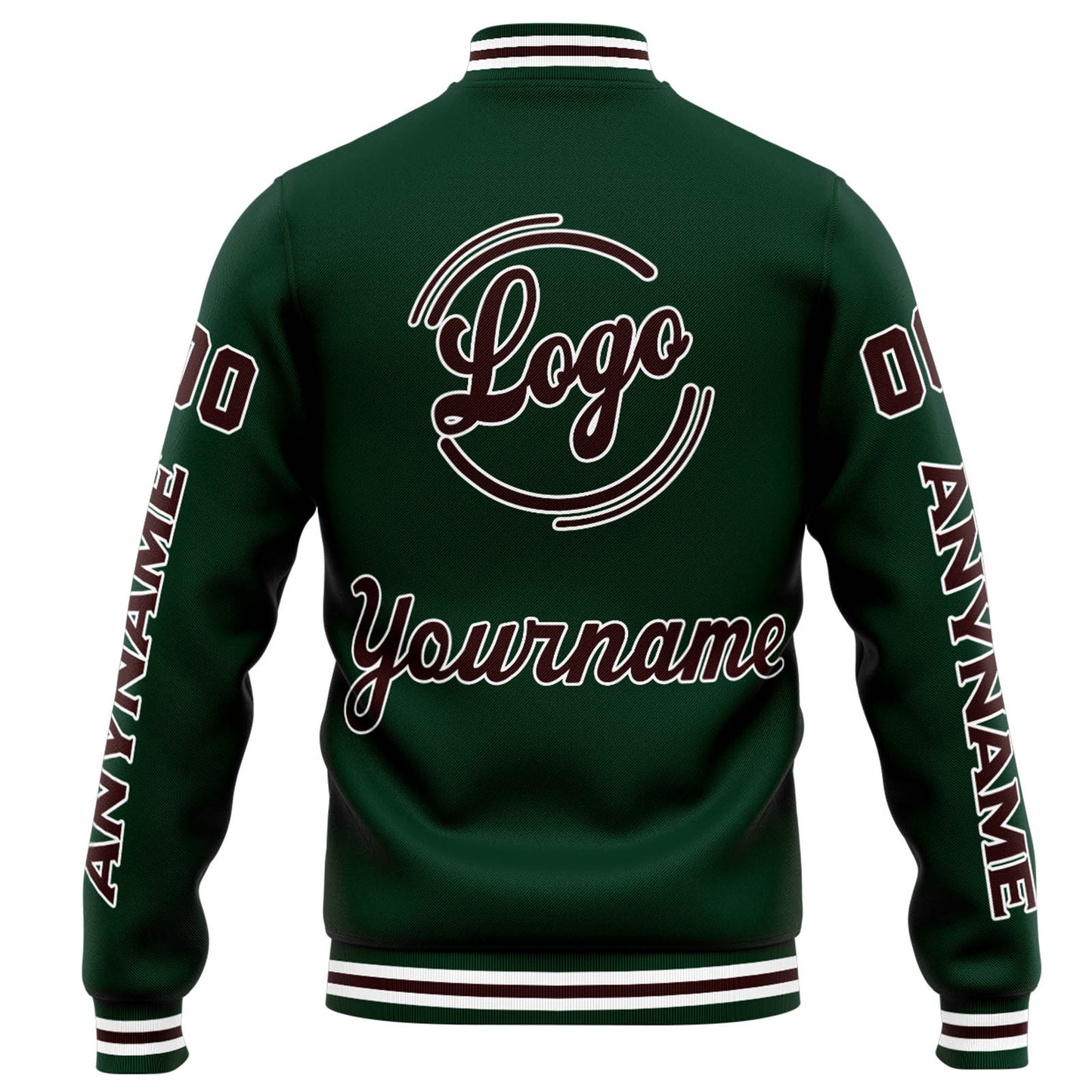 Benutzerdefinierte Varsity-Jacke. Letterman-Jacke für Männer, Frauen und Jugendliche Grün Braun