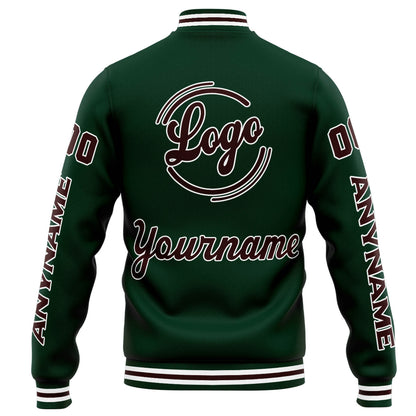 Benutzerdefinierte Varsity-Jacke. Letterman-Jacke für Männer, Frauen und Jugendliche Grün Braun