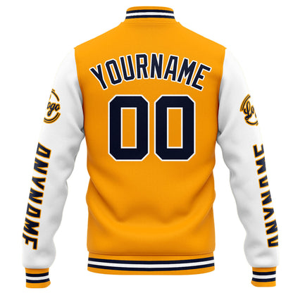 Benutzerdefinierte Varsity-Jacke. Letterman-Jacke für Männer, Frauen und Jugendliche Orange Weiß
