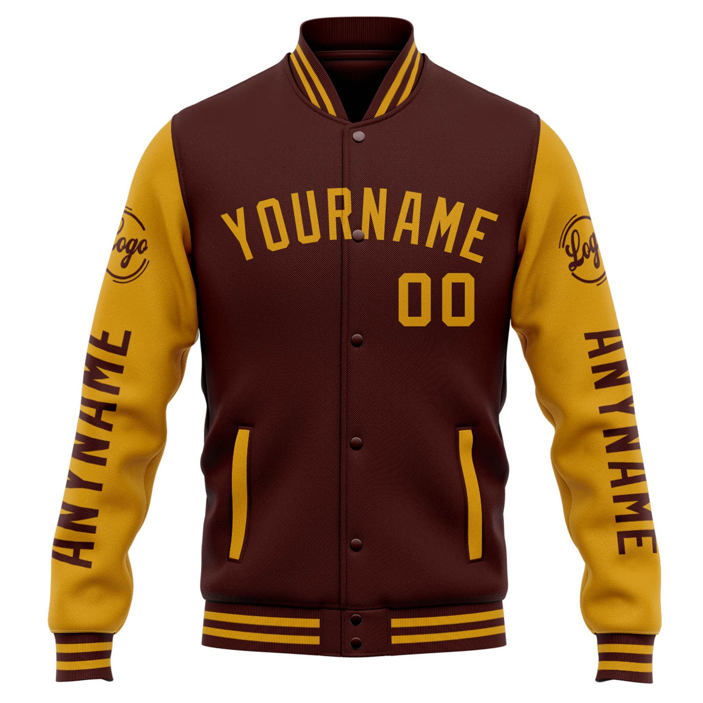 Benutzerdefinierte Varsity-Jacke. Letterman-Jacke für Männer, Frauen und Jugendliche Burgund Gold