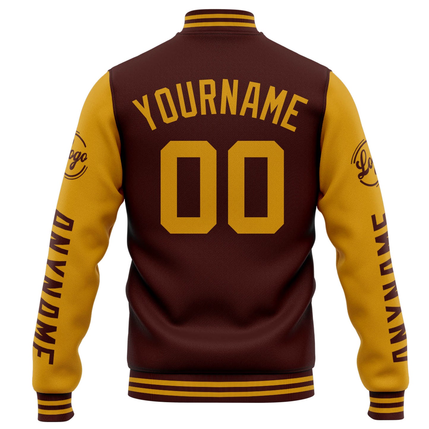 Benutzerdefinierte Varsity-Jacke. Letterman-Jacke für Männer, Frauen und Jugendliche Burgund Gold