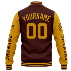 Benutzerdefinierte Varsity-Jacke. Letterman-Jacke für Männer, Frauen und Jugendliche Burgund Gold