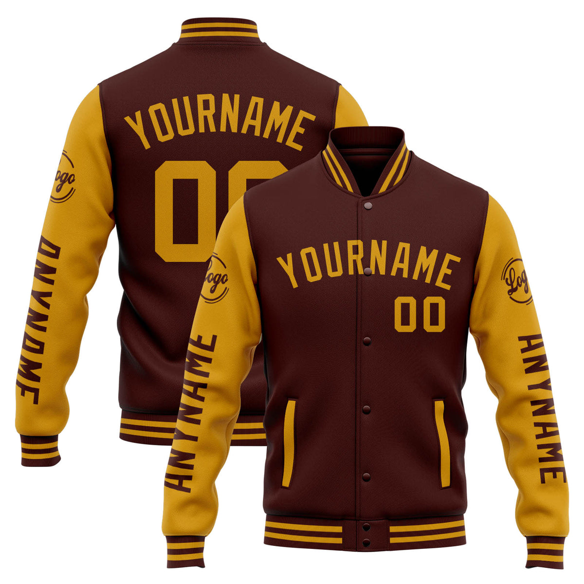 Benutzerdefinierte Varsity-Jacke. Letterman-Jacke für Männer, Frauen und Jugendliche Burgund Gold