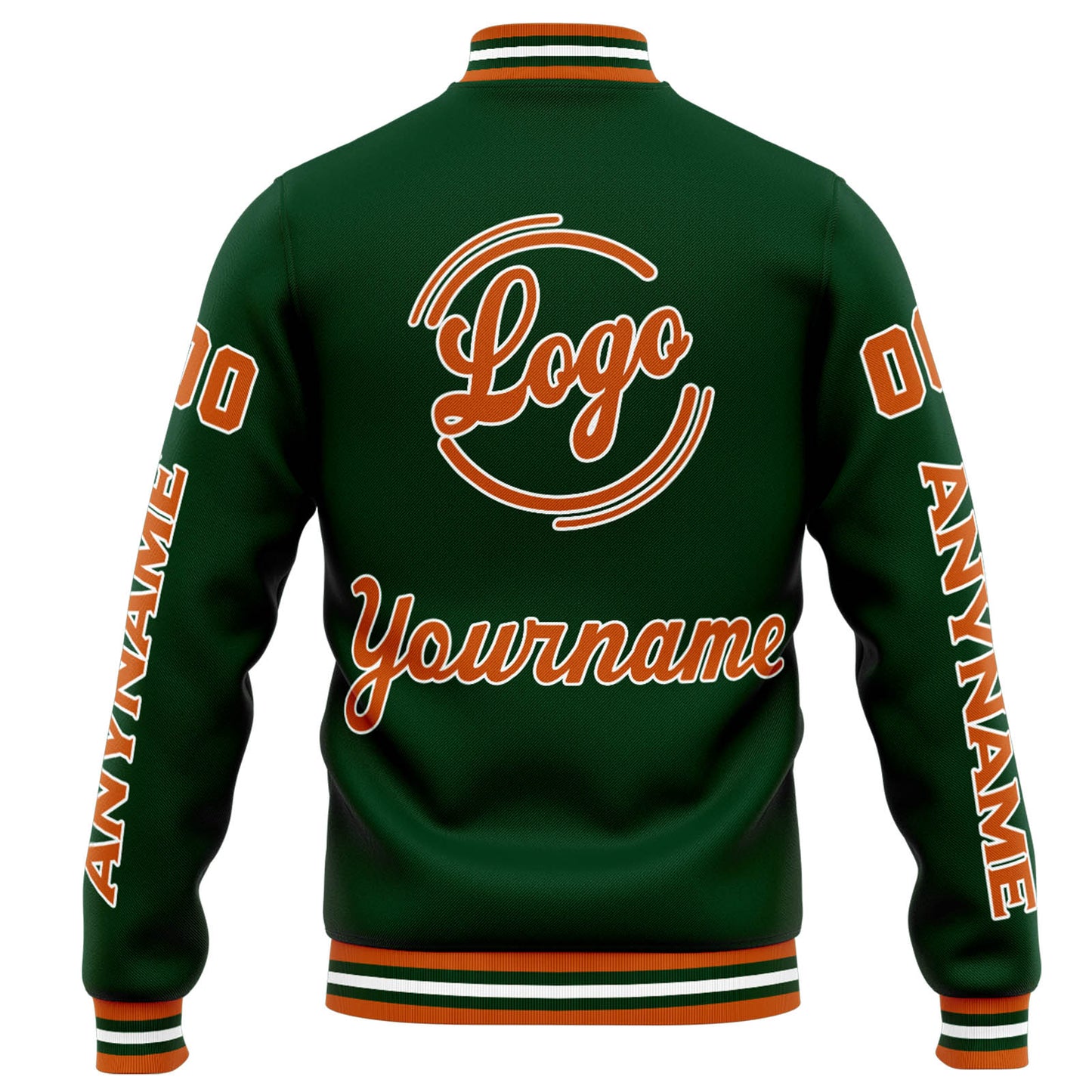 Benutzerdefinierte Varsity-Jacke. Letterman-Jacke für Männer, Frauen und Jugendliche Drak Grün Orange