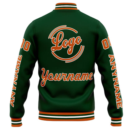 Benutzerdefinierte Varsity-Jacke. Letterman-Jacke für Männer, Frauen und Jugendliche Drak Grün Orange