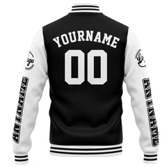 Benutzerdefinierte Varsity-Jacke. Letterman-Jacke für Männer, Frauen und Jugendliche Schwarz Weiß