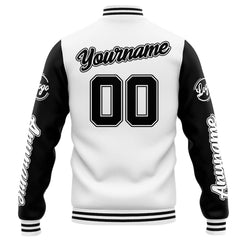 Benutzerdefinierte Varsity-Jacke. Letterman-Jacke für Männer, Frauen und Jugendliche Weiß Schwarz