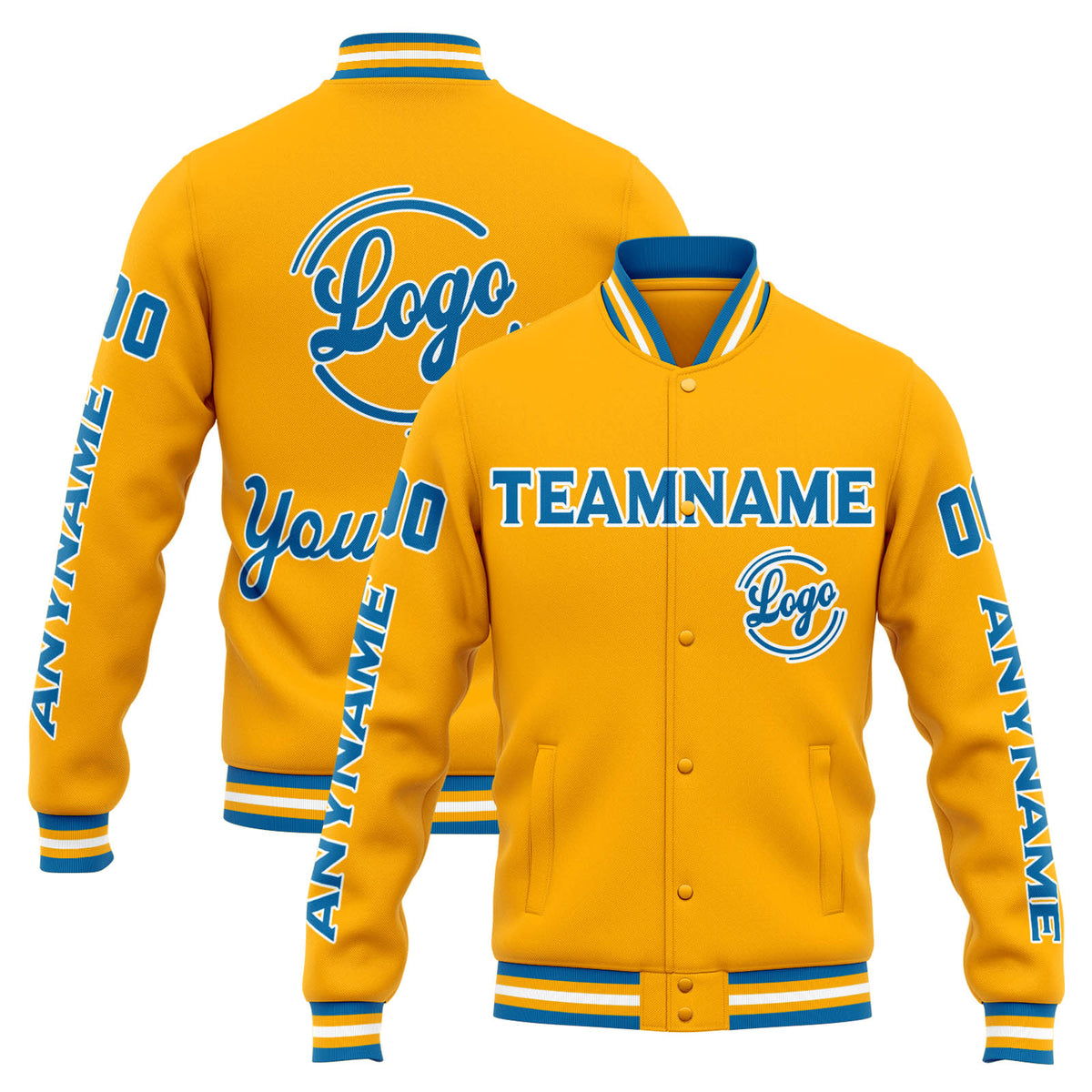 Benutzerdefinierte Varsity-Jacke. Letterman-Jacke für Männer, Frauen und Jugendliche Orange Blau